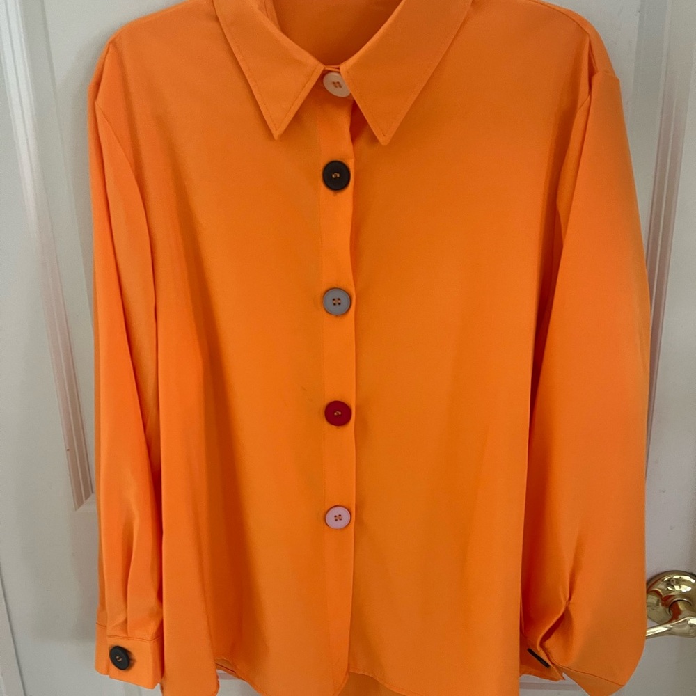 Vibrant Orange Button-Up Shirt